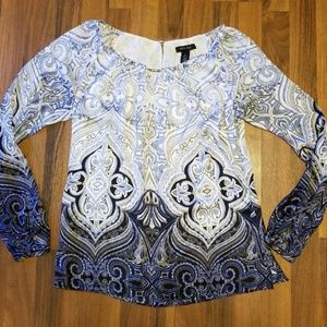 WHBM Paisley Blue Blouse
